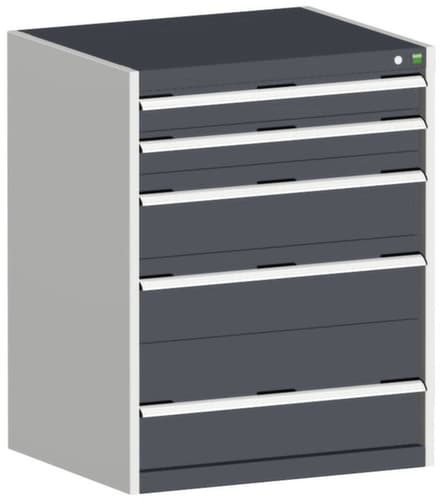 bott Armoire à tiroirs cubio surface de base 800x650 mm, 5 tiroir(s), RAL7035 gris clair/RAL7016 gris anthracite
