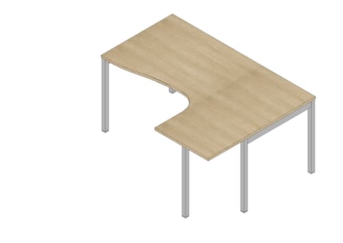 Quadrifoglio Bureau d'angle Practika, piètement 4 pieds, largeur 1600 mm, chêne/alu
