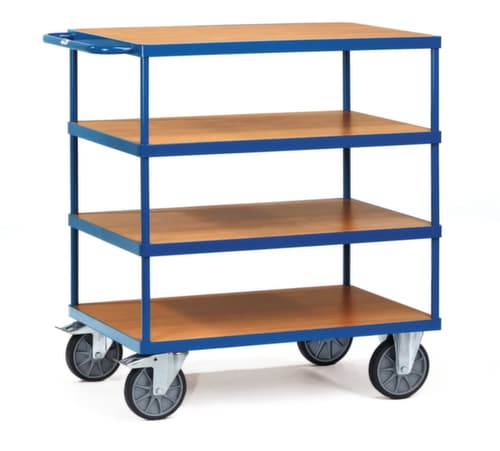 fetra Chariot de table lourd Etagères en bois avec rebord 1000x700 mm, force 600 kg, 4 plateaux