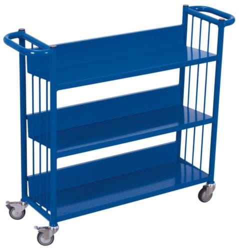 VARIOfit Chariot pour livres et dossiers avec étagères inclinées, force 150 kg, 3 plateaux