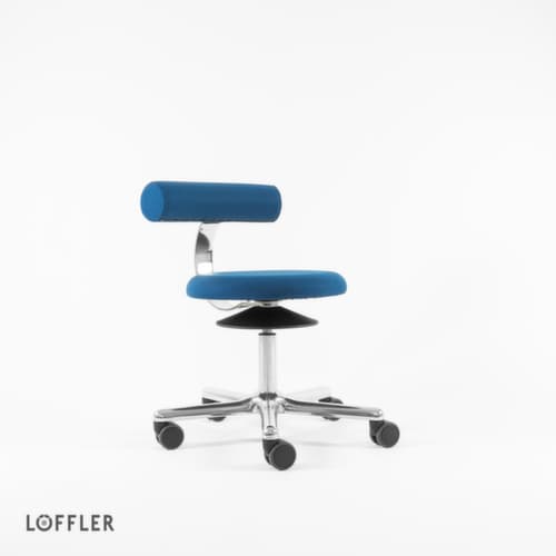 Löffler Tabouret Aogo, assise bleu, roulettes