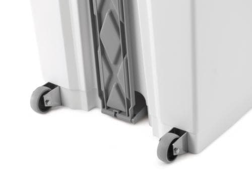 Poubelle à pédale selon HACCP, 90 l, blanc, couvercle bleu