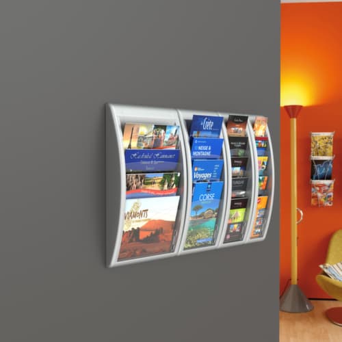 Paperflow Présentoir mural Quick Fit, 5 tablettes, structure aluminium-argenté