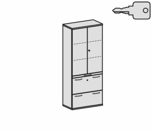 Gera Armoire combinée Pro, 3 hauteurs des classeurs
