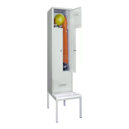 PAVOY Armoire vestiaire Z Basis avec banc + 2 compartiments, largeur de compartiment 400 mm