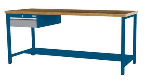 Bedrunka + Hirth Etabli avec plateau en hêtre massif Piétement en plusieurs couleurs, 1 tiroir, 1/2 tablette