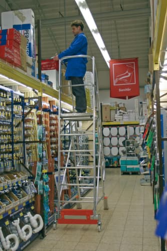 Krause Escabeau grande hauteur roulant STABILO® Professional Vario kompakt, 8 marche(s) en tôle striée