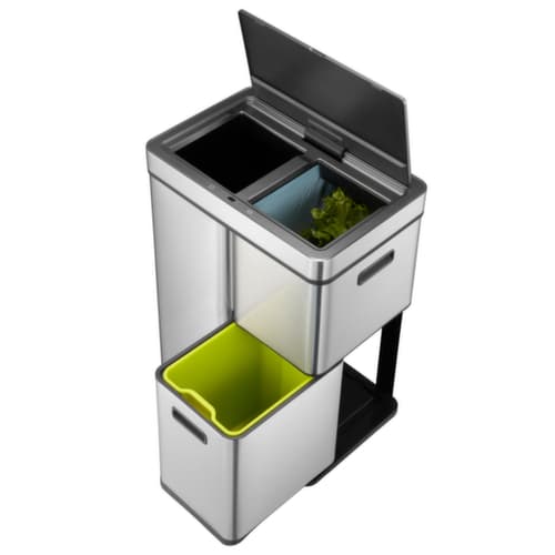Conteneur de tri sélectif en acier inoxydable EKO Mirage Plus1x14 l/1x145 l/1x30 lHxlxP 653x486x306 mmseau intérieur en plastiquecorps matcouvercle mat