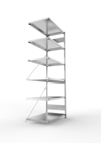 META Panneau d'extension pour le rayonnage sans CLIP vis, hauteur x largeur x profondeur 2500 x 1006 x 636 mm, 6 tablettes