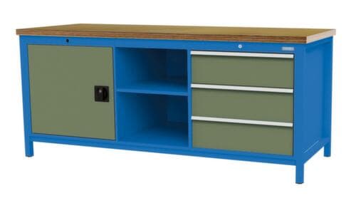 Bedrunka + Hirth Établi, 3 tiroirs, 1 armoire, 2 tablettes