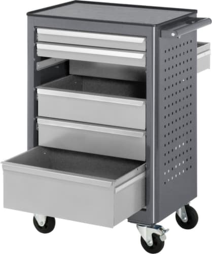 RAU Établi mobile Basic 6030, 6 tiroirs, 1 plaque perforée, anthracite/RAL7035 gris clair