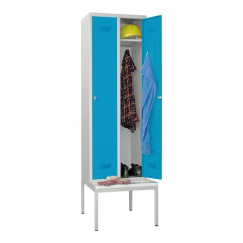 PAVOY Armoire vestiaire Basis avec banc + 2 compartiments, largeur de compartiment 300 mm