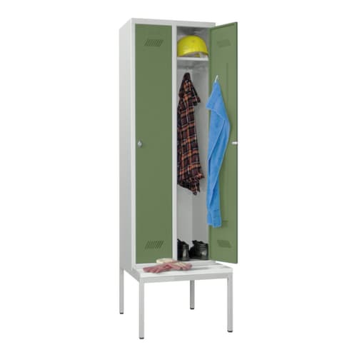 PAVOY Armoire vestiaire Basis avec banc + 2 compartiments, largeur de compartiment 300 mm