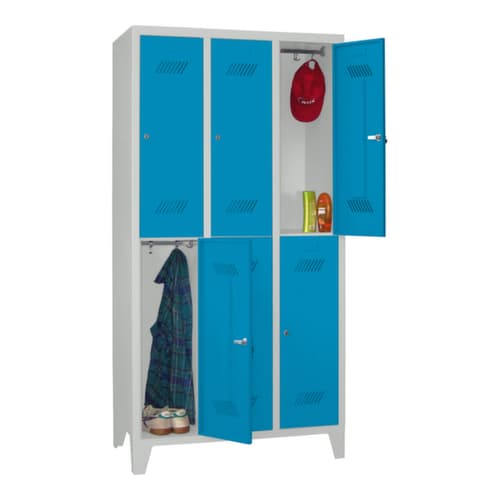 PAVOY Armoire vestiaire à deux niveaux Basis avec 3x2 compartiments, largeur de compartiment 300 mm