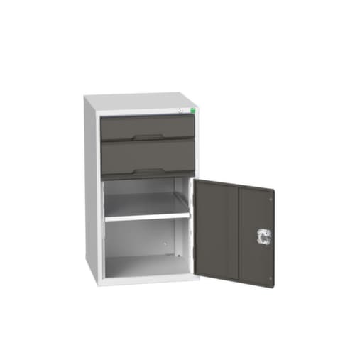bott armoire à tiroirs verso avec porte battante, 2 tiroir(s), RAL7035 gris clair/RAL7016 gris anthracite