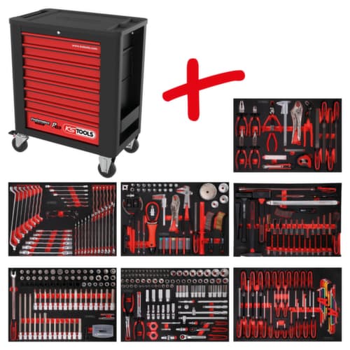 KS Tools Jeu de chariots d'atelier Performanceplus P15 avec 397 outils pour 7 tiroirs