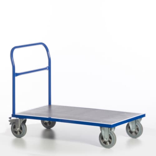 Rollcart Chariot à barre de poussée avec zone de chargement antidérapante, force 1200 kg, plateau longueur x largeur 1200 x 800 mm