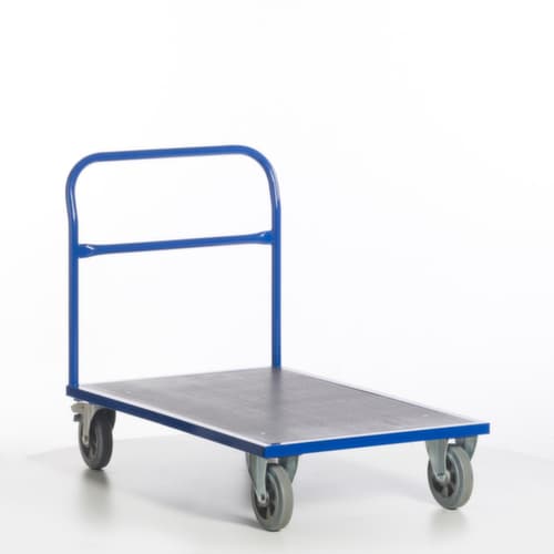 Rollcart Chariot à barre de poussée avec zone de chargement antidérapante, force 1200 kg, plateau longueur x largeur 1200 x 800 mm