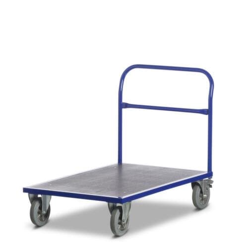 Rollcart Chariot à barre de poussée avec zone de chargement antidérapante, force 1200 kg, plateau longueur x largeur 1200 x 800 mm