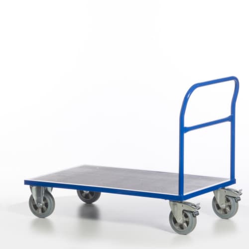 Rollcart Chariot à barre de poussée avec zone de chargement antidérapante, force 1200 kg, plateau longueur x largeur 1200 x 800 mm