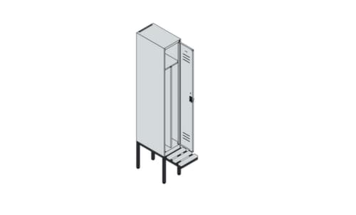C+P Armoire vestiaire avec banc Classic Plus pour une séparation en noir et blanc, largeur de compartiment 300 mm