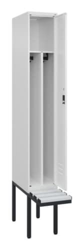 C+P Armoire vestiaire avec banc Classic Plus pour une séparation en noir et blanc, largeur de compartiment 300 mm