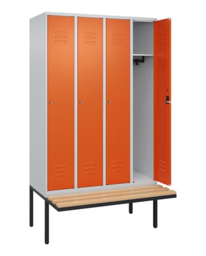 C+P Armoire vestiaire Classic Plus avec banc, largeur de compartiment 300 mm