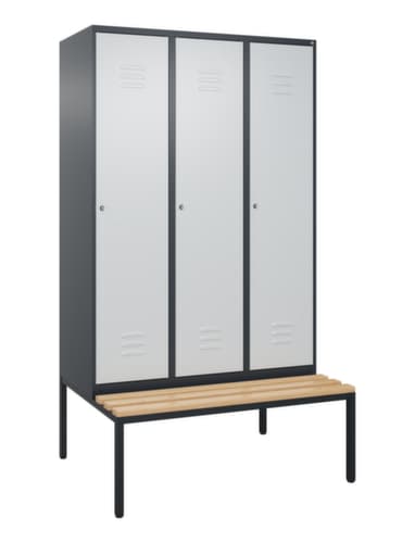C+P Armoire vestiaire Classic Plus avec banc, largeur de compartiment 400 mm