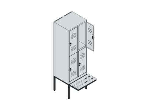 C+P Armoire vestiaire à deux niveaux Classic Plus avec banc, largeur de compartiment 300 mm