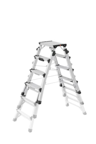 Hailo Double escabeau télescopique TopLine D100, 2 x 4 / 2 x 5 / 2 x 6 échelons et marches profilés antidérapants