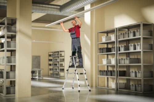 Hailo Double escabeau télescopique TopLine D100, 2 x 4 / 2 x 5 / 2 x 6 échelons et marches profilés antidérapants