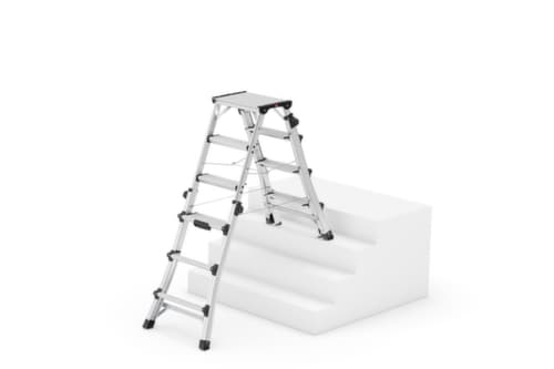 Hailo Double escabeau télescopique TopLine D100, 2 x 4 / 2 x 5 / 2 x 6 échelons et marches profilés antidérapants
