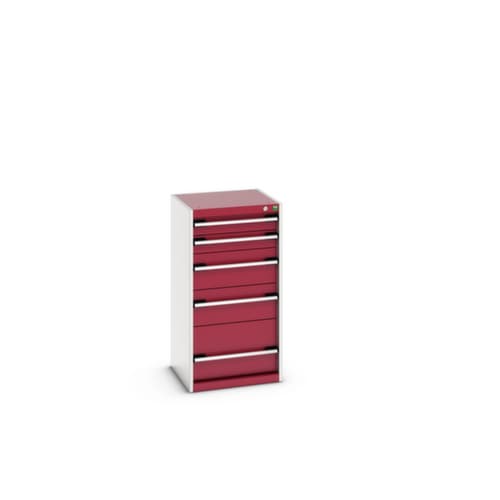 bott Armoire à tiroirs cubio surface de base 525x525 mm, 5 tiroir(s), RAL7035 gris clair/RAL3004 rouge pourpre