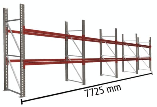 META Rayonnage à palettes MULTIPAL pour 24 palettes, largeur 7725 mm, 3 niveaux de stockage