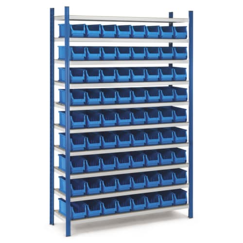 Rayonnage avec 72 bacs à bec