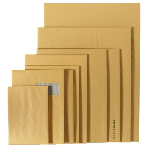 100 pochettes brunes à dos carton avec fermeture adhésive