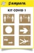 a.m.p.e.r.e. kit de pochoirs Covid1 pour le marquage au sol, distance de sécurité 1 et 2 m, cercle, flèche, passerelle, piétons