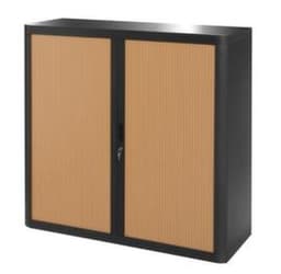 Paperflow Querrollladenschrank easyOffice®, 2 Ordnerhöhen, schwarz/Buche
