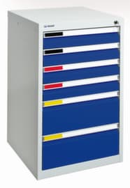 stumpf Schubladenschrank MovaFlex, 6 Schublade(n), RAL7035 Lichtgrau/RAL5010 Enzianblau