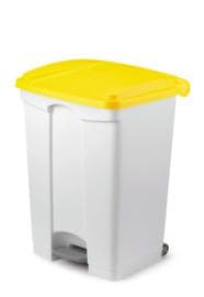 Tretabfalleimer gemäß HACCP, 90 l, weiß, Deckel gelb