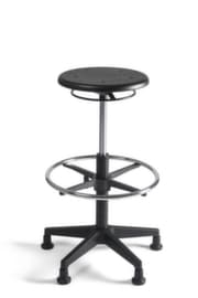 Drehhocker mit Fußring, Sitz schwarz, Gleitern