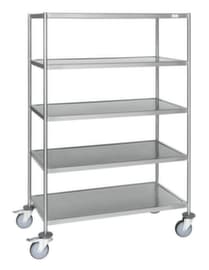 Kongamek Edelstahl-Etagenwagen, Traglast 200 kg, 5 Etagen