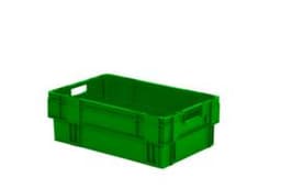 Bacs gerbables emboîtables norme Europe avec fond nervuré, vert, capacité 38 l
