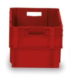 Bacs gerbables emboîtables norme Europe avec fond nervuré, rouge, capacité 60 l