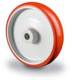 BS-ROLLEN Roue en polyuréthane avec boîtier en tôle d'acier et jantes en plastique, force 125 kg, polyuréthane bandage