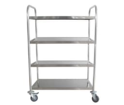 Chariot pour l'alimentaire en acier inoxydable, force 200 kg, 4 plateaux