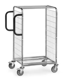 fetra Chariot d'entrepôt avec parois grillagées, force 200 kg, 1 plateaux