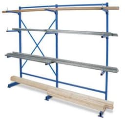 Rayonnage cantilever avec 4 niveaux de stockage, unilatéral - conçu pour un montage mural, hauteur 1950 mm, 4 niveaux